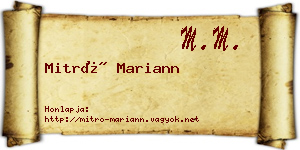 Mitró Mariann névjegykártya
